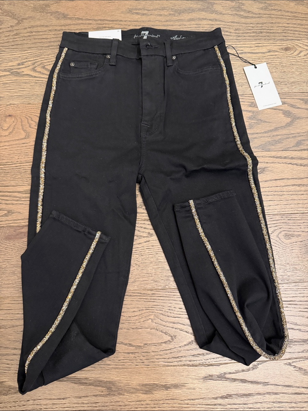 NWT Black Women's Jeans with Gold Side Trim